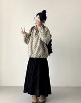 Monbe corduroy A-line cancan long skirt