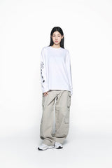 25SS DAMAGE WASHED WIDE CARGO PANTS IVORY