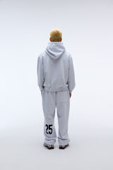 Sound wave artwork damage washing hoodie zip-up (Melange)