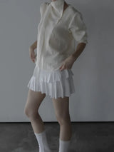 Noir Unbalance Button Scarf Blouse