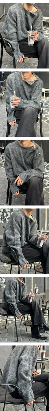 [Unisex] Wool hair button knit(3color)
