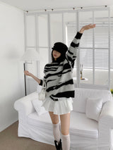 Blush Zebra Loose-Fit Thick Knit (One Color)