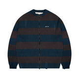 GNT055 Distressed Long Sleeve Zip-up Knit (NAVY)