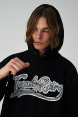Crack Printed Logo Hood - Black