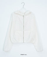 Linef Lace Summer Semi-Crop Hood Zip-Up