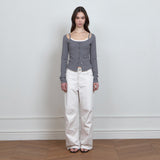 C 2-WAY ROSE BUTTON CARDIGAN SET_CHARCOAL