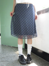 Conse Chiffon Check Midi Skirt