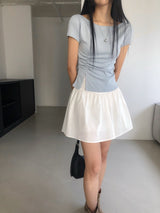 ビネンウィメンズボートネックシャードスリット半袖Tシャツ