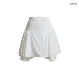 (2color) Lace Unbalance Flare Mini Skirt