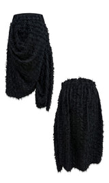 Ethnic drape long skirt Black