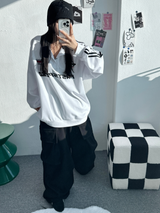 RAGLAN THREE-STRIPE COLLAR SWEATSHIRT🖤🩶🤍 - 3 COLORS