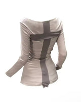 Cross back shoulderless sleeve