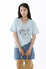 ギャラクシーVネックTシャツ_アイスミント