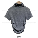 Jamie Shirring Turtleneck Short Sleeve