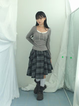 Charcoal Blend Checkered Layered Skirt