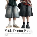 Spang Pin Tuck Wide Denim Shorts