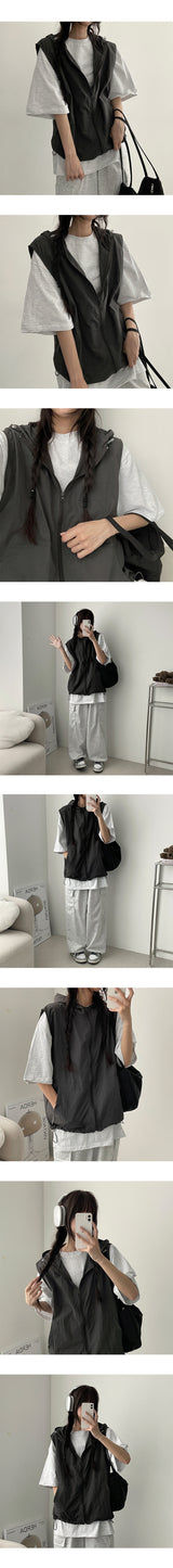 MoN Summer Windbreaker Nylon Hooded Vest Jumper