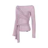 WRAP TIE BOATNECK TOP_Lavender