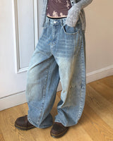 ドロックパネルバルーンフィットワイドデニムパンツ