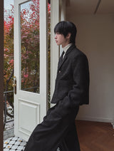 Sloped Wool One-Tuck Wide Slacks