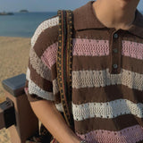 ASCLO ハニービーショコラカラー半袖ニット (2color)