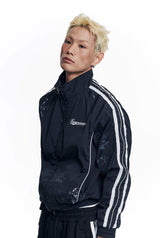 Dirty Nylon Piping Track Jacket - Black