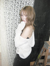 Off-Shoulder Loose-Neck Hoodie