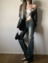 bandage y2k low-waist bootcut pants