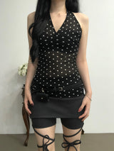 Dot Ribbon Halterneck Sleeveless