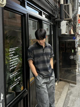 Peak stripe collar t-shirt