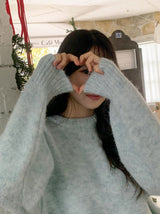 #Cozy Hairy Pastel Wool Loose Fit Knit (5color)