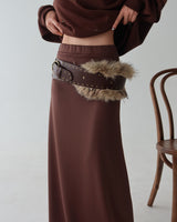 a mink fur ethnic wide belt