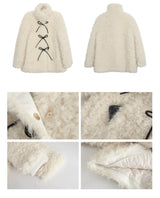 Ivory Poodle Fur Ribbon Half Coat