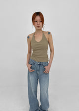 [MADE] Flote Halter String Sleeveless Top (Built-in Cap)
