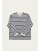 a light striped sweatshirt, grey