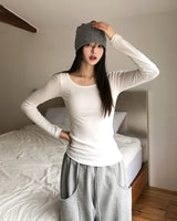 [U-BASIC] Obie Basic Slim U-Neck Long Sleeve