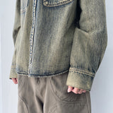 Denim Vintage Washed Double Pocket Boxy Shirt