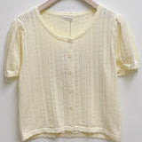 Latte Short-Sleeved Knit Cardigan