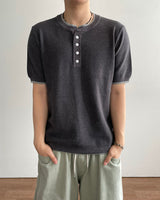 Tonal Layered Henley Neck Knit