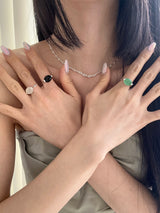 [92.5 silver] Point big stone ring (3color)