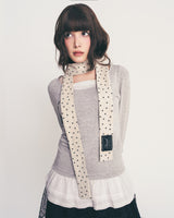 dot frill layered top / gray