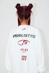 パンクプリントブリーチド長袖Tシャツ