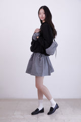 Gingham check string mini backpack (BLACK)