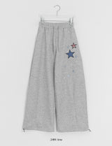 Snao Star Embroidered Patch Banding Wide Pants