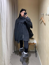 Cape Muffler Loose Fit Knit Cardigan