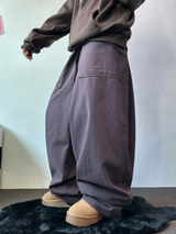 PEACH FLEECE🍑AMERICAN BIG OVER COTTON BALLOON PANTS 🤎💜🖤3COLOR