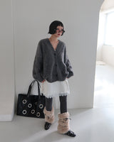 Mohair wool knitwear oversized-fit cardigan
