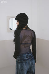 Back see-through angel long-sleeved t-shirt