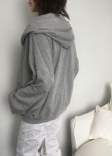 SHIRRING HOOD ZIP-UP 