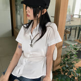 ボルバツーウェイボタンスリムショートスリーブドtシャツ